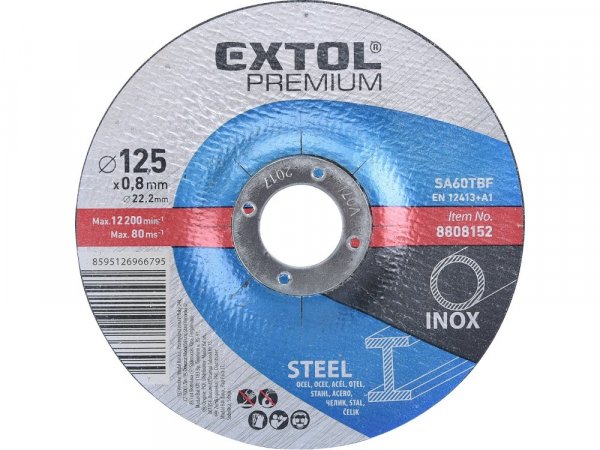 EXTOL PREMIUM 8808152 kotouč řezný na ocel/nerez, 125x0,8x22,2mm