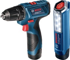 Bosch aku sada GSR 120-LI + GLI 12V-300 + 2× GBA 12V 2.0Ah + GAL 1210 CV v kufříku 06019G8004