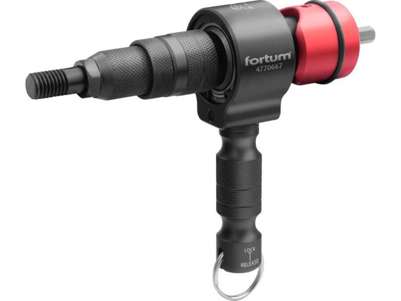 FORTUM 4770667 nástavec nýtovací na vrtačku T-COMBO, sada pro matice M3-M12 i trh. nýty 2,4-6,4mm, CrMoV