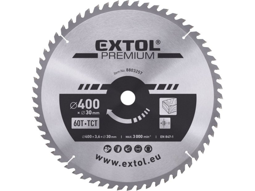 EXTOL PREMIUM 8803257 kotouč pilový s SK plátky, O 400x3,6x30mm, 60T