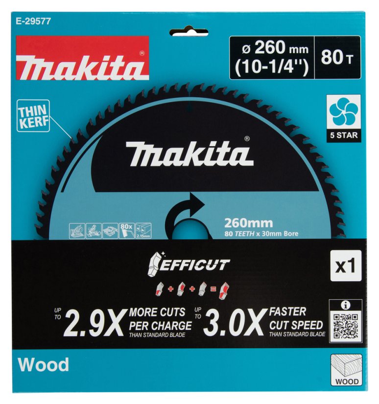 Makita E-29577  260x2.15x30mm 80Z  kotouč pilový dřevo Efficut oldB-67290