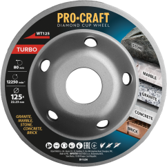Procraft WT125 diamantový brusný kotouč turbo 125mm