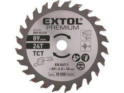 EXTOL PREMIUM kotouč pilový s SK plátky, ⌀89x1,0x10mm, 24T