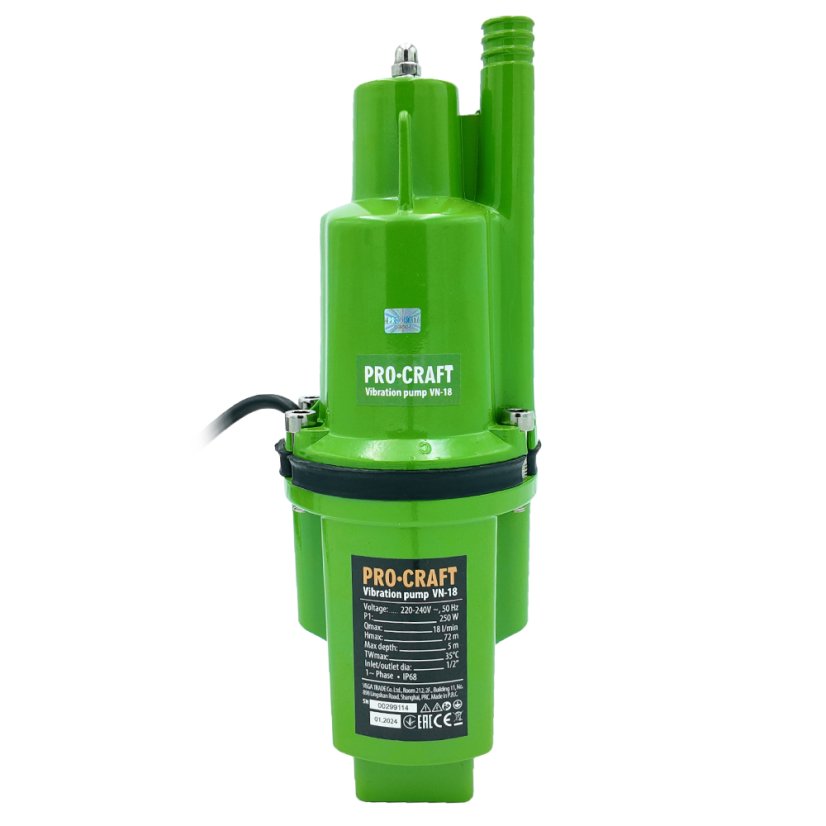 Procraft SVN-18 vibrační čerpadlo+sada s hadicí 15m 3/4" PR-4GH1915