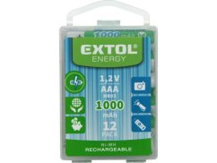 EXTOL ENERGY 42062 baterie nabíjecí, 12ks, AAA (HR03), 1,2V, 1000mAh, NiMh