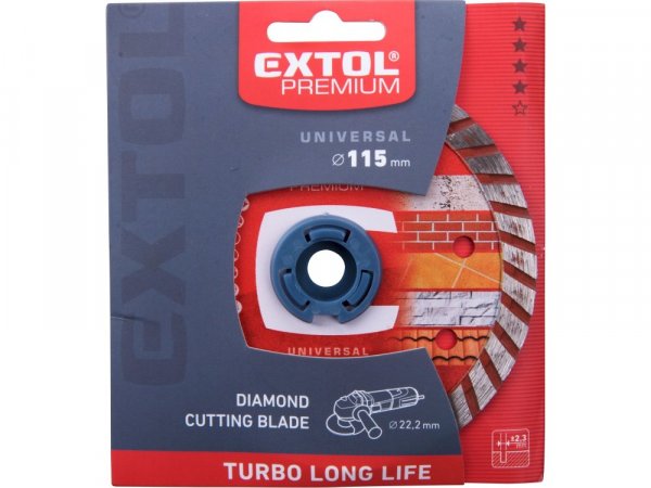 EXTOL PREMIUM 108951 kotouč diamantový řezný, turbo Long Life - suché i mokré řezání, 115x22,2x2,3mm