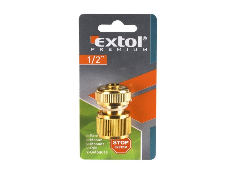 EXTOL PREMIUM 8876002 rychlospojka na hadici, 1/2", STOP ventil, MOSAZ