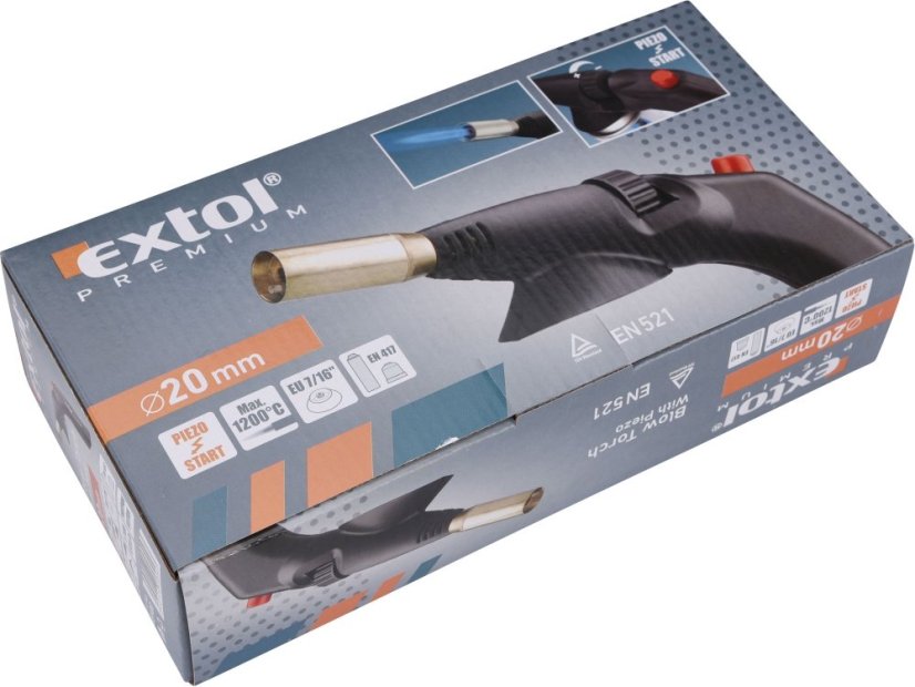 EXTOL PREMIUM 8848100 hořák s piezo zapalováním na kartuše s EU závitem 7/16"