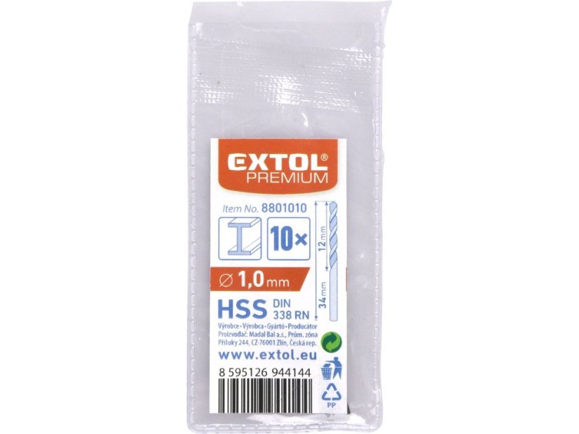EXTOL PREMIUM 8801010 vrták do kovu HSS, bal 10ks, O 1,0mm