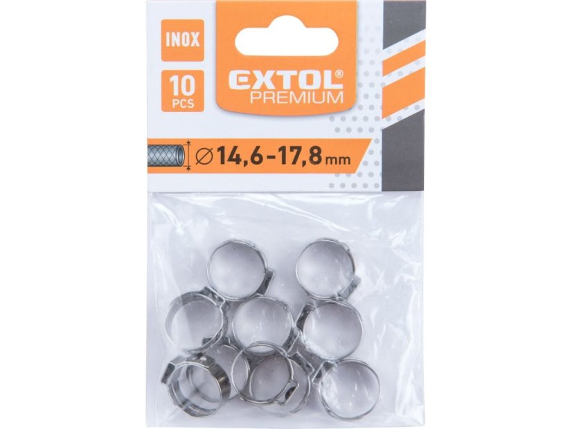 EXTOL PREMIUM 8865175 spona na hadici, 10ks, ?17,8mm, INOX