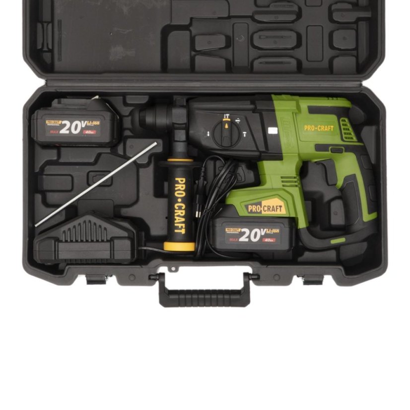 Procraft PHA40-2B-C aku kombinované kladivo SDS-Plus 20 V 2,6 J 2x4Ah