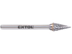 EXTOL INDUSTRIAL 8703893 fréza karbidová, konická-jehlan, ⌀6x13mm, ⌀stopky 3mm, sek střední (double-cut)