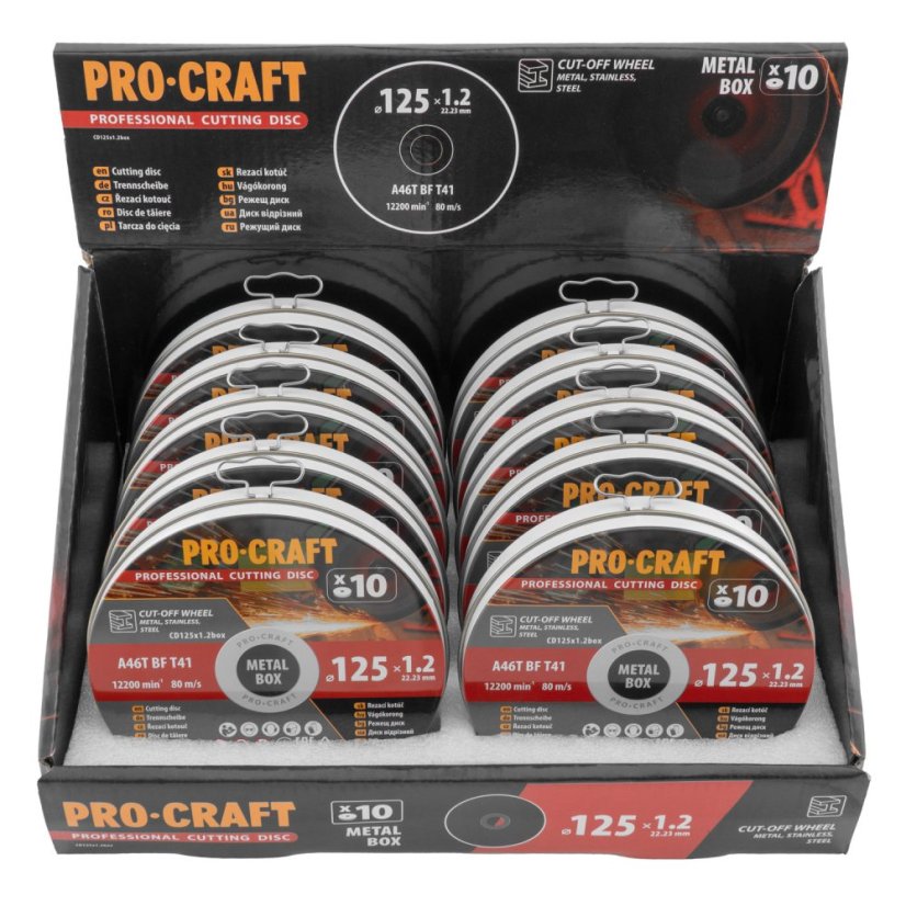 Procraft CD125x1.2b sada řezných kotoučů 125x1,2mm 10ks
