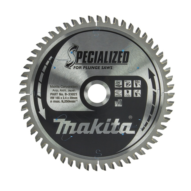 Makita B-33021 kotouč pilový hliník SPECIALIZED 165x2.4x20mm 56Z pro ponorné pily = old B-09307