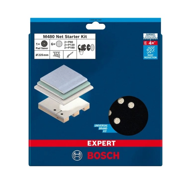 Bosch Expert  7 dílná sada brusných mřížek a ochranné podložky M480, 225 mm, P80-180 2608901667
