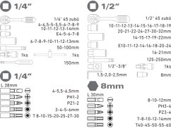 EXTOL PREMIUM 6528 hlavice nástrčné, sada 108ks, 1/4", 1/2"