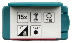 Makita E-25937 torzní bit T10 Impact Premier (C-form) 25mm 15 ks
