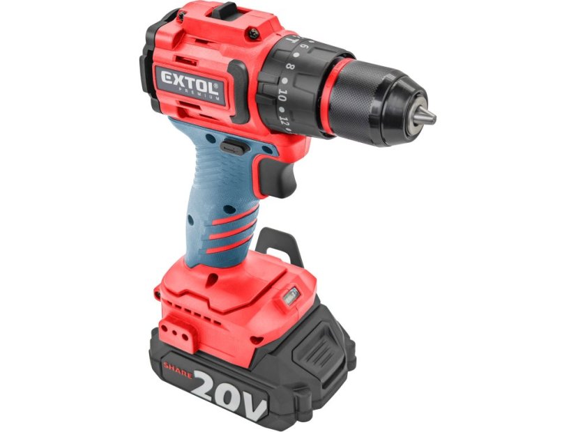 EXTOL PREMIUM 8891808 aku příklepový šroubovák SHARE20V, BRUSHLESS, 1x2Ah