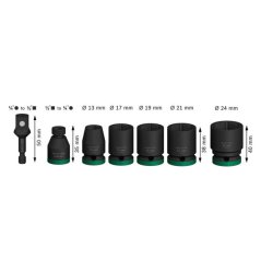 Bosch 7 dílná sada nástrčných hlavic Pro Impact 1/2" 2608003032