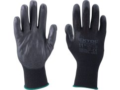 EXTOL PREMIUM 8856638 rukavice z polyesteru polomáčené v PU, černé, velikost 11"