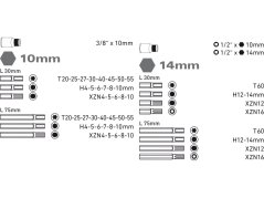 EXTOL PREMIUM 8818200 hroty IMBUS-TORX-XZN, sada 51ks, pro ráčny 3/8", 1/2", S2