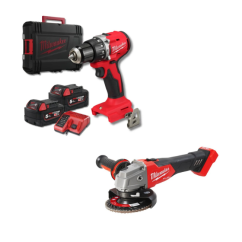 Milwaukee ELVINSET27 M18 BLPDRC-502C aku příklepová vrtačka + M18 FSAG125X-0 aku uhlová bruska 125 mm 2x 5 Ah M18 B5
