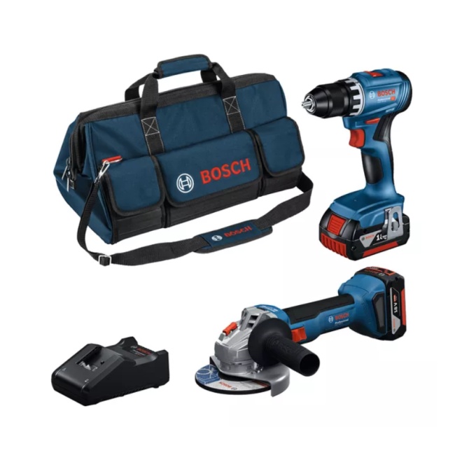 Bosch GSR 18V-45+GWS 18V-8 aku sada nářadí 18V 2x 4Ah 0615A5007N