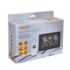 Solight TE81 meteostanice, extra velký barevný LCD, teplota, vlhkost, tlak, RCC, USB nabíjení, černá