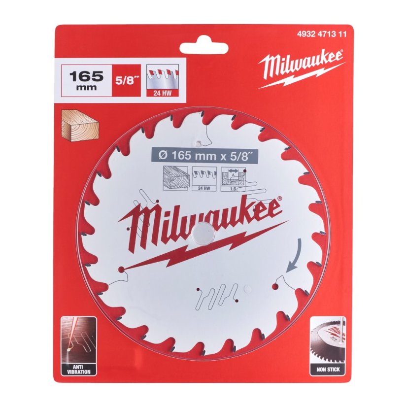 Milwaukee CSB P W 165 x 15.87 x 1.6 x 24ATB Kotouče pro okružní pily 4932471311