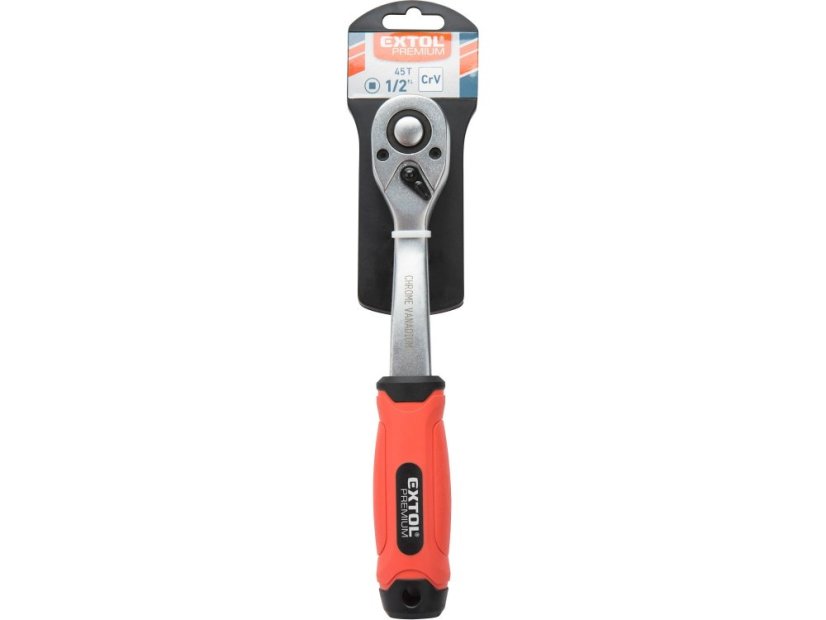 EXTOL PREMIUM 8816456 ráčna tvarovaná, 45 zubů, 1/2", L 253mm, Crv