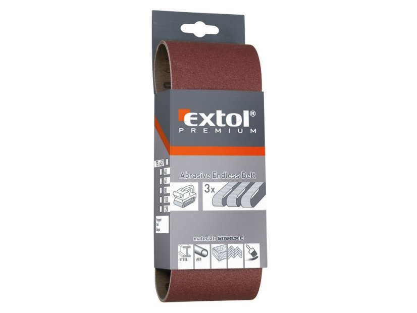 EXTOL PREMIUM 8803508 plátna brusná nekonečný pás, bal. 3ks, 75x457mm, P80