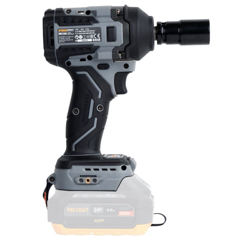 Procraft Industrial IW550Abb aku rázový utahovák 1/2" 550 Nm 20 V (bez baterie a nabíječky)