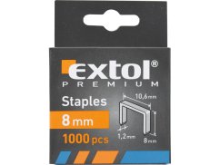 EXTOL PREMIUM 8852202 spony, balení 1000ks, 8mm, 10,6x0,52x1,2mm