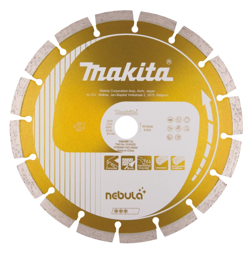 Makita B-54025 diamantový kotouč segmentový Nebula 230x10x22,23mm Makita B-54025 diamantový kotouč segmentový Nebula 230x10x22,23mm