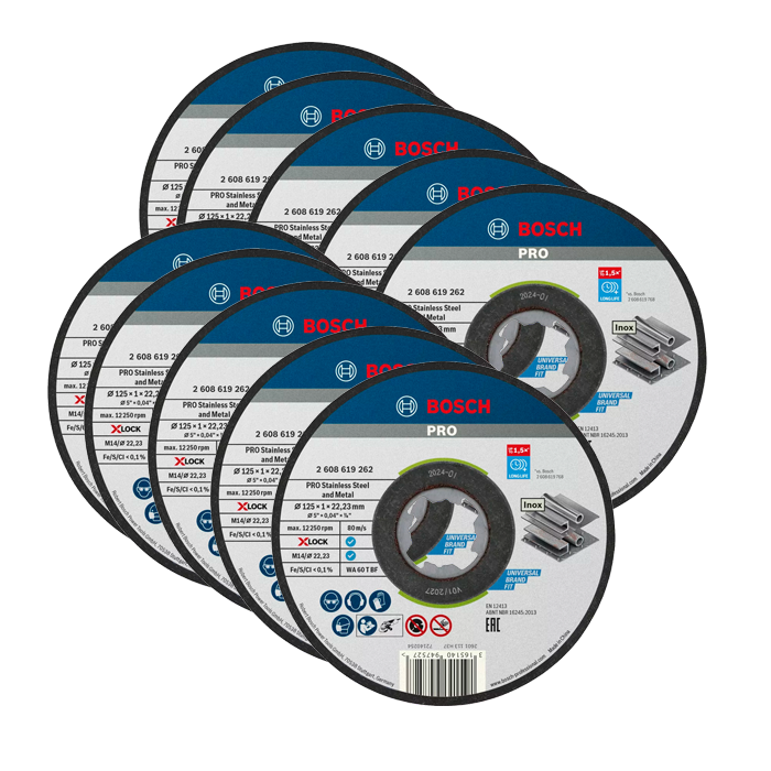 Bosch řezný kotouč 125×1×22,23 mm Standard for Inox 10ks X-LOCK 2608619267