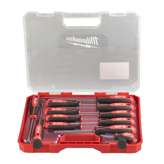 Milwaukee ELVINSET34 M18 FMTIW2P12-0X aku rázový utahovák 1/2" 745 Nm s aretačním čepem + 12 dílná sada šroubováků Tri-lobe bez aku 4933478452