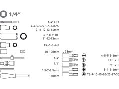 EXTOL PREMIUM 8818101 hlavice nástrčné, sada 57ks, 1/4", CrV