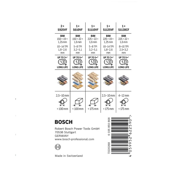 Bosch sada 6 pilových plátků Pro PRO Demolition 2607011820