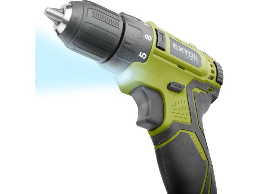 Extol Craft vrtací šroubovák aku, BRUSHLESS, 1x12V 2Ah Li-ion s nářadím, sada 46ks
