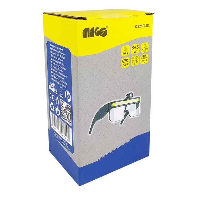 Magg OB250LED  Brýle s LED světlem 3W + 3W, Li-pol