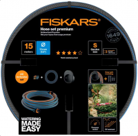 Fiskars 1027678 sada zavlažovací hadice Premium 13 mm (1/2") 15 m s držákem na hadice