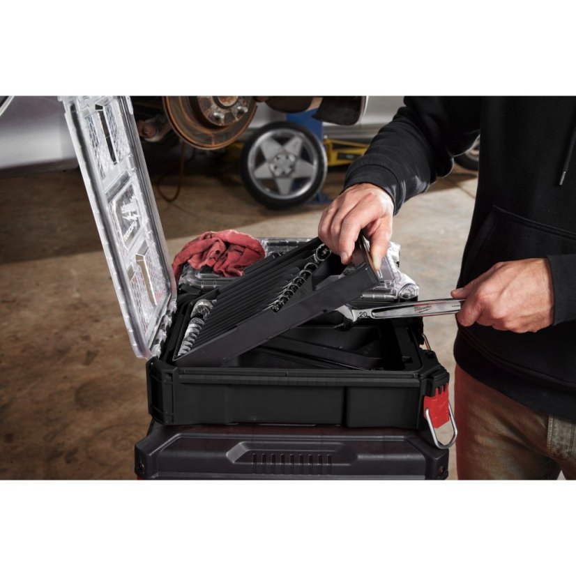 Milwaukee 15 dílná sada očkoplochých klíčů MAXBITE s kompaktním štíhlým organizérem PACKOUT 4932498141