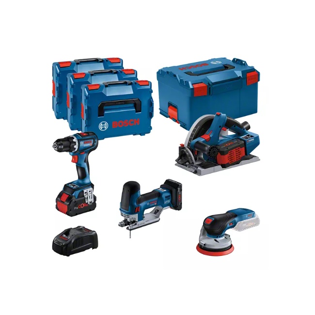 Bosch GSR 18V-90C + GKT 18V-52GC + GST ​​​​18V-155 SC+ GEX 18V-125 aku sada nářadí 18 V 2x 5,5Ah + 1x 4Ah Procore 0615990N36