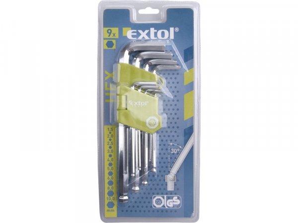 EXTOL CRAFT 66001 L-klíče IMBUS, sada 9ks, 1,5-10mm