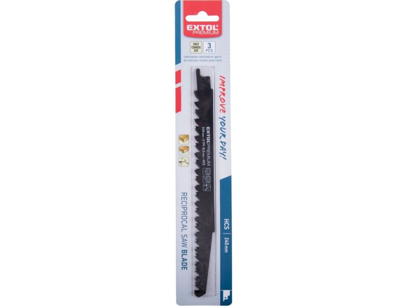 EXTOL PREMIUM 8806100 plátky do pily ocasky 3ks, 240x19x1,5mm, HCS