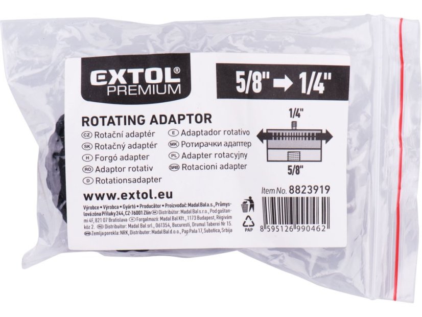 EXTOL PREMIUM 8823919 adaptér rotační, vnitř. závit 5/8" - šroub 1/4"