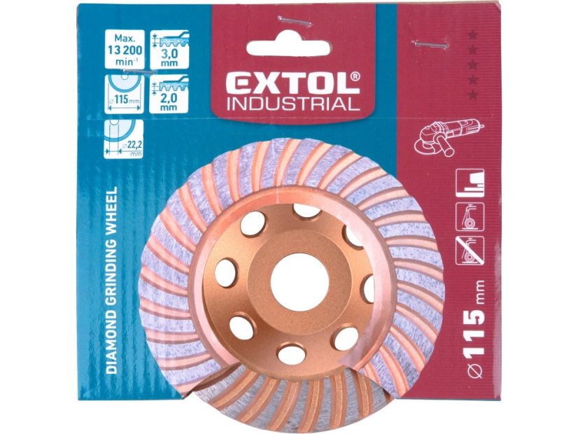 EXTOL INDUSTRIAL 8703101 kotouč diamantový brusný lamelový, O 115x22,2mm