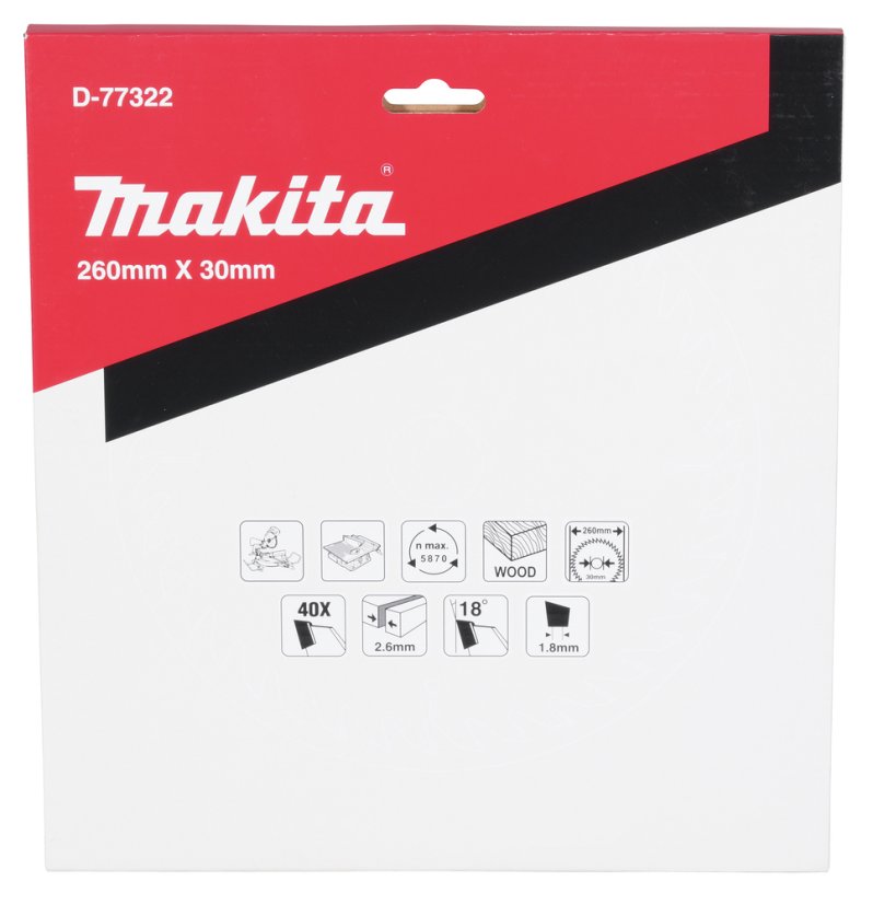 Makita D-77322 kotouč pilový dřevo MAKBLADEplus 260x2.6x30mm 40Z