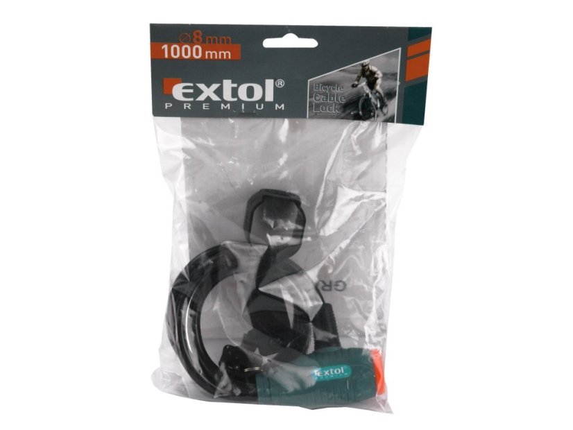 EXTOL PREMIUM 8857814 zámek na kolo - lanko, 8x1000mm