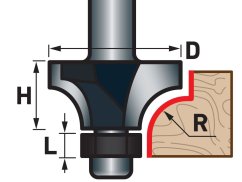 EXTOL PREMIUM 8802107 fréza zaoblovací (vydutá) do dřeva, R9,5 x D31,8 x H16; průměr stopky 8mm